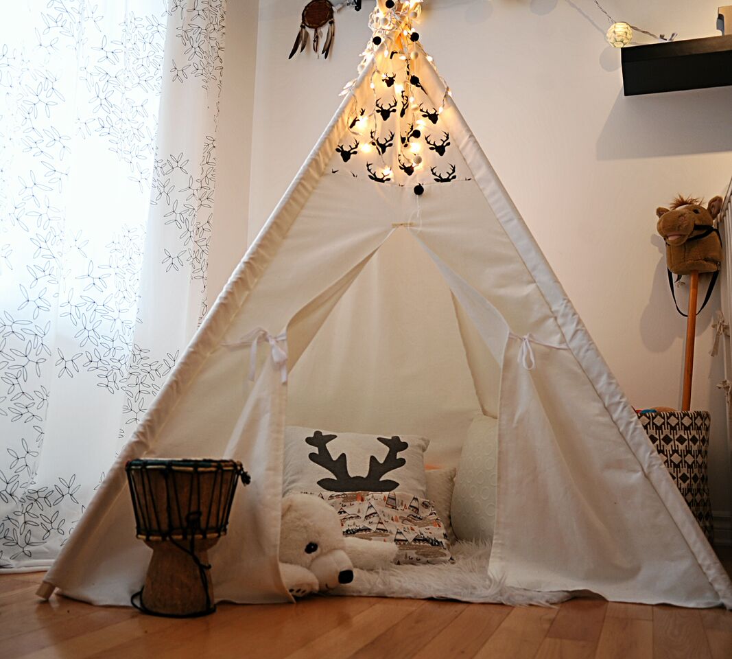 Avant / après: une chambre de bébé vintage bohème...avec un tipi ...