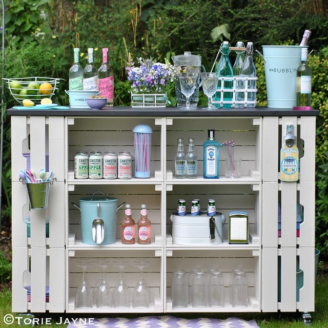 bar exterieur en cagette sur roulettes DIY