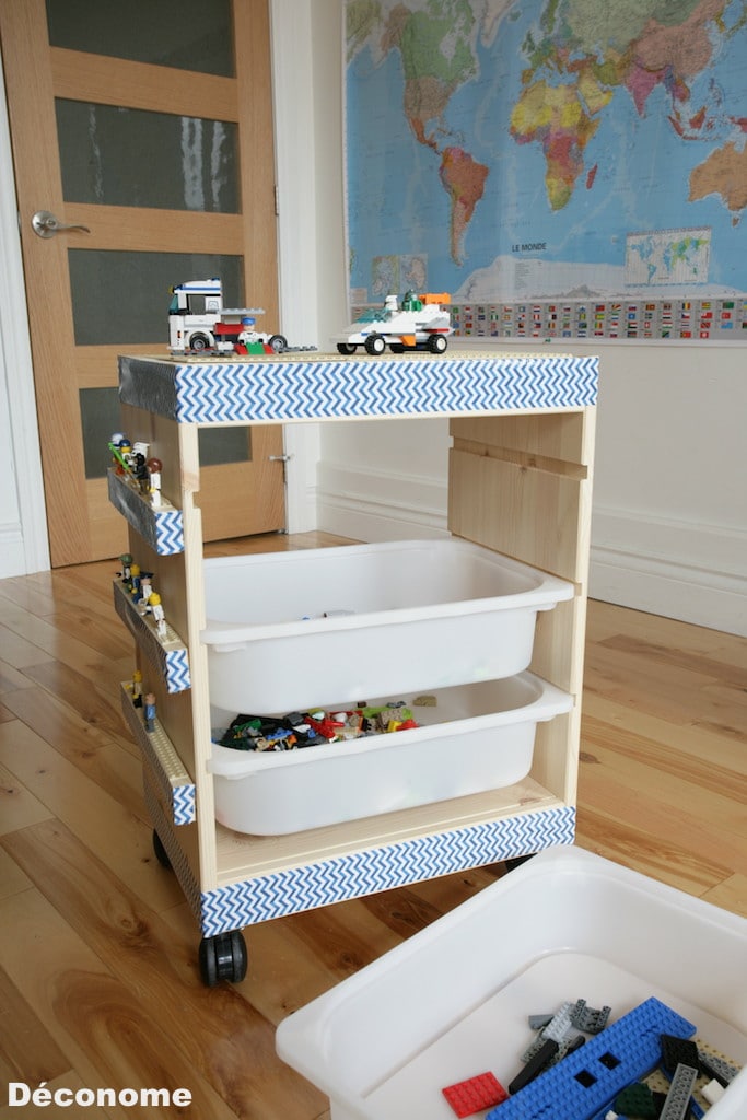 Table ronde Lego en bois avec bac de rangement et 4 tabourets