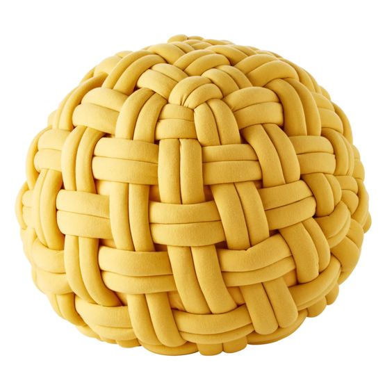 pouf tressé jaune