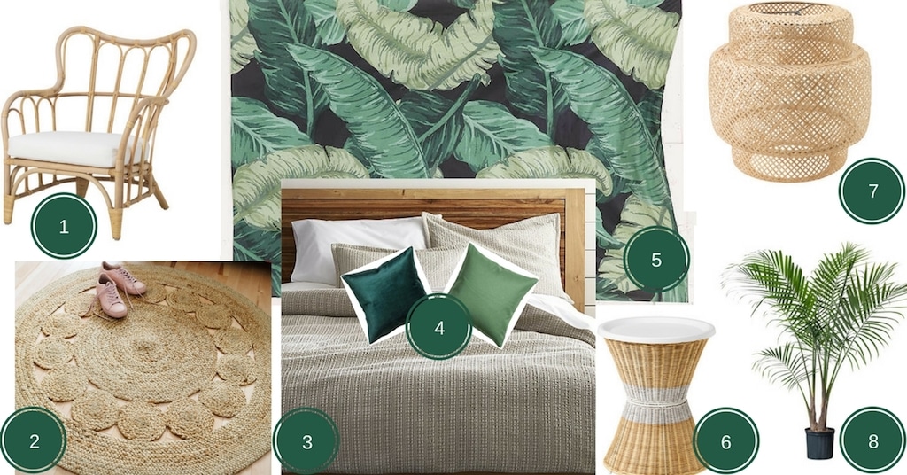 planche d'ambiance chambre jungle naturelle