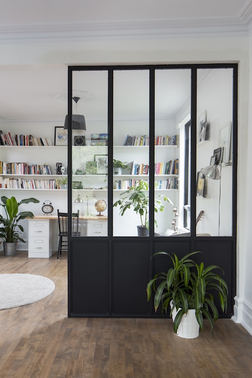 verrière d'atelier noire à la Française faite au Québec / Industrial black glass window