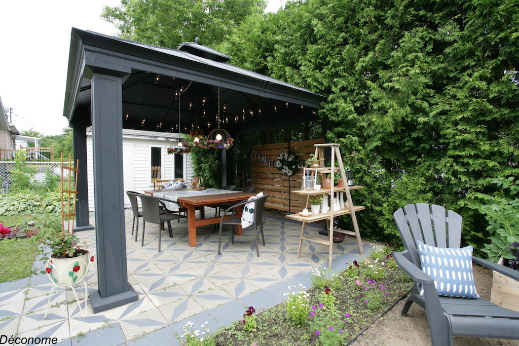 Peindre des dalles de terrasses en ciment au pochoir / DIY painted patio terrasse concrete tiles with stencil