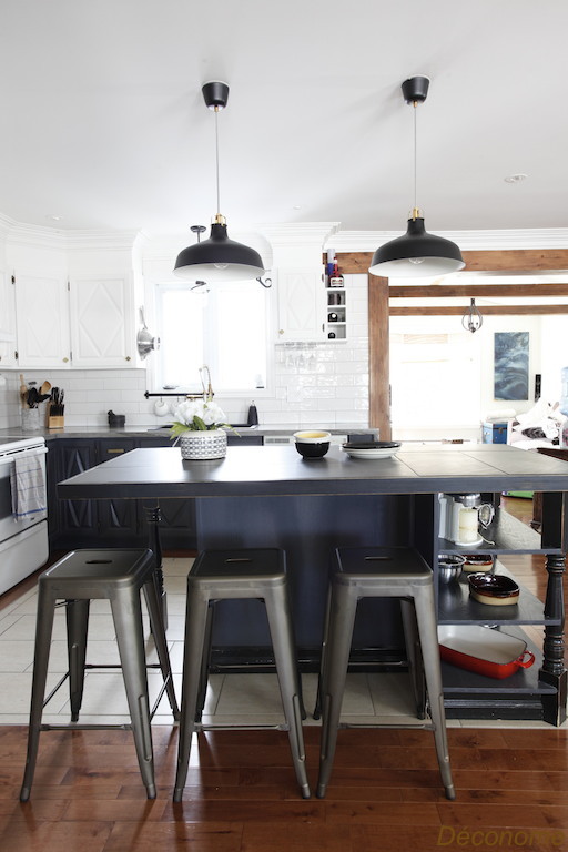 relooking cuisine gris et blanc style farmhouse industriel