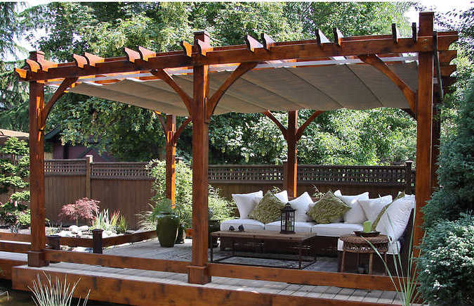 Pergola avec toiles rétractables