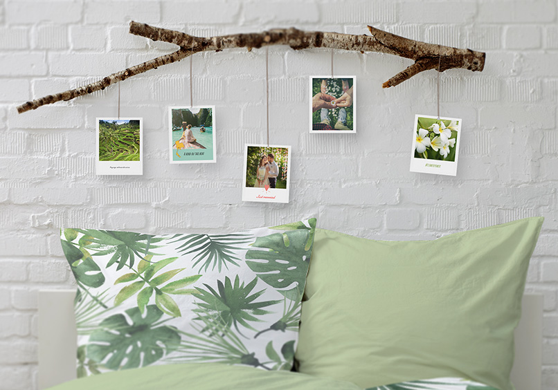 DIY branche arbre polaroids deco