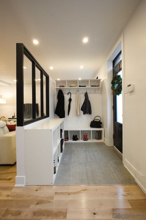 DIY creer une entree avec une verrière et du rangement / DIY entry hall with glass industrial wall and shelves