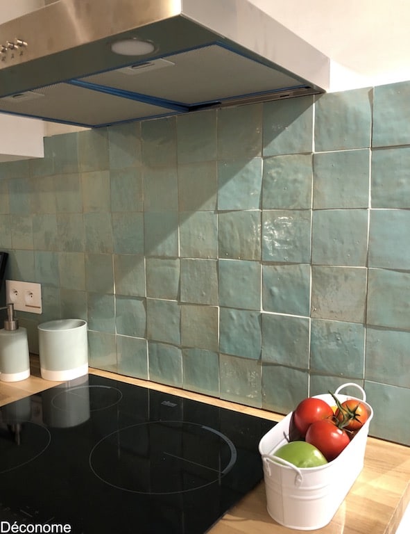 Crédence en zellige vert jade / Zellige backsplash deco trend 2020