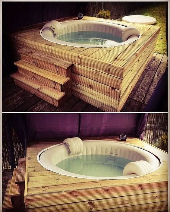 intégrer spa gonflable dans plateforme en bois / how to hide an inflatable spa