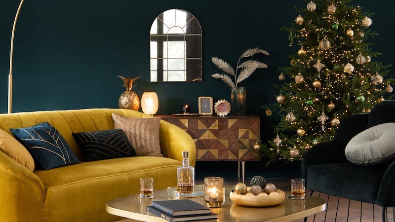 tendance déco Noël chic or et bleu