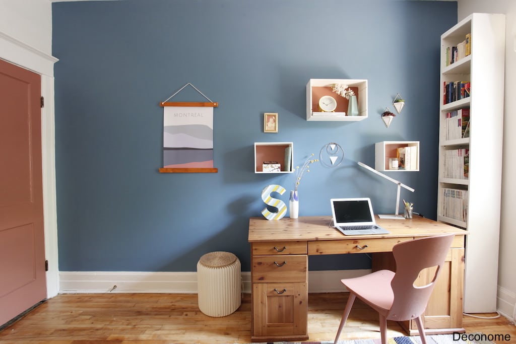 bureau mur bleu