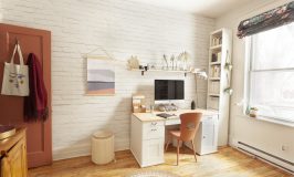 papier peint brique blanche dans bureau