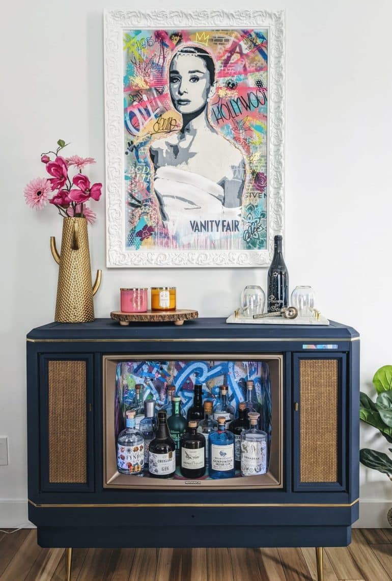 upcycling meuble télé convertie en mini bar