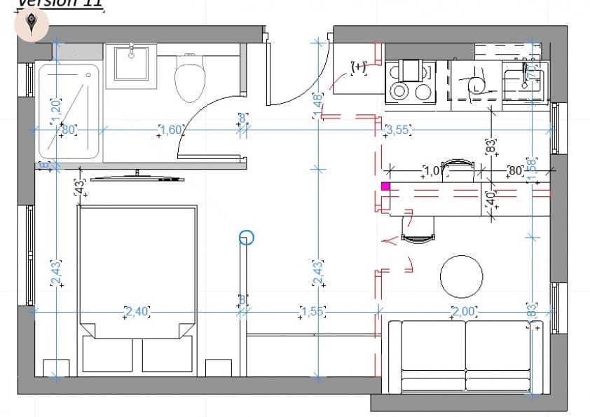 aménager un studio 22 metres carrés plan architecte